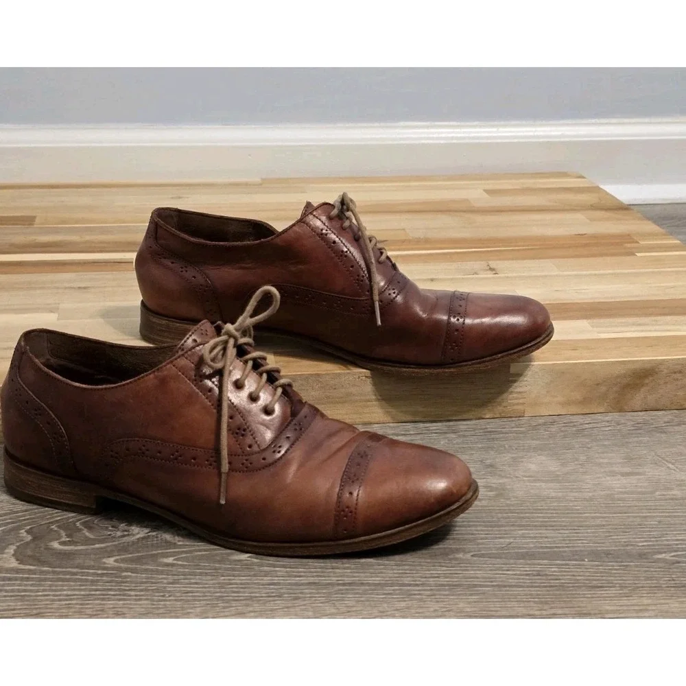 Cole Haan Men's Brown Leather Cap Toe Oxfords Shoes 8.5‎